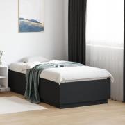 vidaXL Sängram med LEDs svart 90x190 cm konstruerat trä