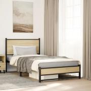 vidaXL Sängram utan madrass metall sonoma-ek 107x203 cm