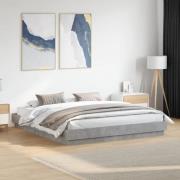 vidaXL Sängram med LEDs betonggrå 200x200 cm
