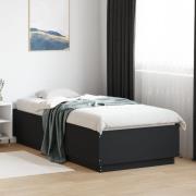 vidaXL Sängram med LEDs svart 100x200 cm konstruerad trä