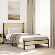 vidaXL Sängram utan madrass metall sonoma-ek 107x203 cm