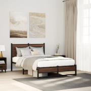 vidaXL Sängram utan madrass metall brun ek 120x190 cm