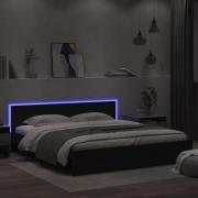 vidaXL Sängram med LEDs utan madrass svart 180x200 cm