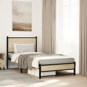 vidaXL Sängram utan madrass metall sonoma-ek 75x190 cm