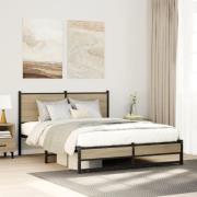 vidaXL Sängram utan madrass metall sonoma-ek 150x200 cm