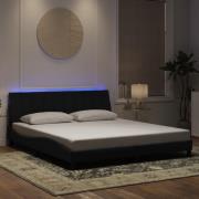 vidaXL Sängram med LED-belysning svart 180x200 cm sammet