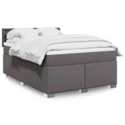 vidaXL Ramsäng med madrass grå 160x200 cm konstläder