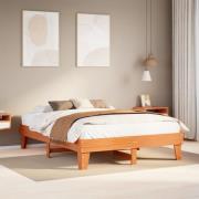 vidaXL Sängram utan madrass vaxbrun 140x200 cm massiv furu
