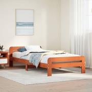 vidaXL Sängram utan madrass vaxbrun 100x200 cm massiv furu