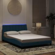vidaXL Bed Frame with LED without Mattress "Hanko" Blue 140x200 cm Vel...