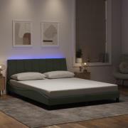 vidaXL Sängram med LED-belysning ljusgrå 160x200 cm sammet