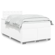 vidaXL Ramsäng med madrass vit 120x200 cm konstläder