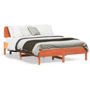 vidaXL Sängram utan madrass vaxbrun 135x190 cm massiv furu