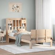 vidaXL Säng med bokhylla utan madrass 90x190cm massiv furu