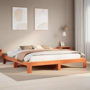 vidaXL Sängram utan madrass vaxbrun 180x200 cm massiv furu