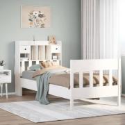 vidaXL Sängram utan madrass vit 75x190 cm massiv furu
