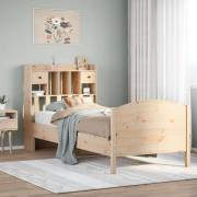 vidaXL Säng med bokhylla utan madrass 90x200cm massiv furu
