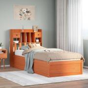 vidaXL Sängram utan madrass vaxbrun 100x200 cm massiv furu
