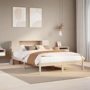 vidaXL Säng med bokhylla utan madrass 150x200cm massiv furu
