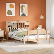 vidaXL Säng med bokhylla utan madrass 140x200cm massiv furu