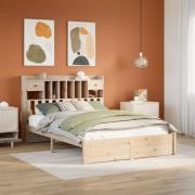 vidaXL Säng med bokhylla utan madrass 160x200cm massiv furu