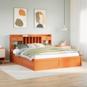 vidaXL Sängram utan madrass vaxbrun 180x200 cm massiv furu