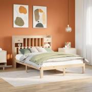 vidaXL Säng med bokhylla utan madrass 160x200cm massiv furu