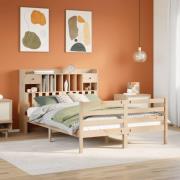 vidaXL Säng med bokhylla utan madrass 160x200cm massiv furu