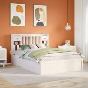 vidaXL Sängram utan madrass vit 160x200 cm massiv furu
