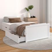 vidaXL Sängram med lådor vit massiv furu 90x200 cm