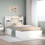 vidaXL Sängram utan madrass vit 135x190 cm massiv furu