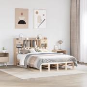 vidaXL Säng med bokhylla utan madrass 140x200cm massiv furu