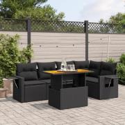 vidaXL Loungegrupp med dynor 6 delar svart konstrotting