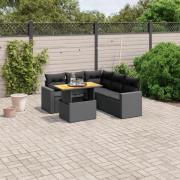 vidaXL Loungegrupp med dynor 6 delar svart konstrotting