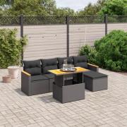 vidaXL Loungegrupp med dynor 6 delar svart konstrotting