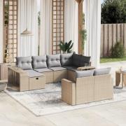 vidaXL Soffgrupp för trädgård med dynor 10 delar beige konstrotting