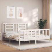 vidaXL Sängram utan madrass vit 160x200 cm massiv furu