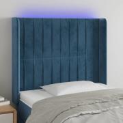 vidaXL Sänggavel LED mörkblå 83x16x118/128 cm sammet