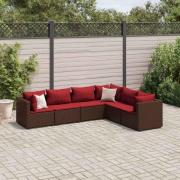 vidaXL Loungegrupp med dynor brun konstrotting
