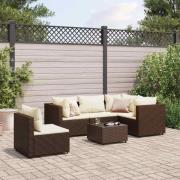 vidaXL Loungegrupp med dynor brun konstrotting