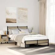 vidaXL Sängram utan madrass metall sonoma-ek 120x190 cm