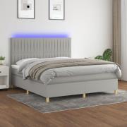 vidaXL Ramsäng med madrass & LED ljusgrå 180x200 cm tyg
