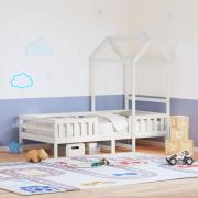 vidaXL Sängram med tak vit 80x200 cm massiv furu