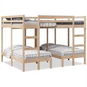 vidaXL Våningssäng 3 platser 160x200/80x160 cm massiv furu