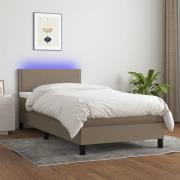 vidaXL Ramsäng med madrass & LED taupe 100x200 cm tyg