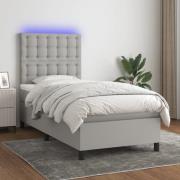 vidaXL Ramsäng med madrass & LED ljusgrå 100x200 cm tyg