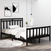 vidaXL Sängram svart massivt trä 140x190 cm