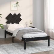 vidaXL Sängram massiv furu 75x190 cm svart