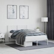 vidaXL Sängram med huvudgavel metall vit 120x190 cm