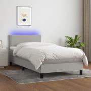 vidaXL Ramsäng med madrass & LED ljusgrå 80x200 cm tyg
